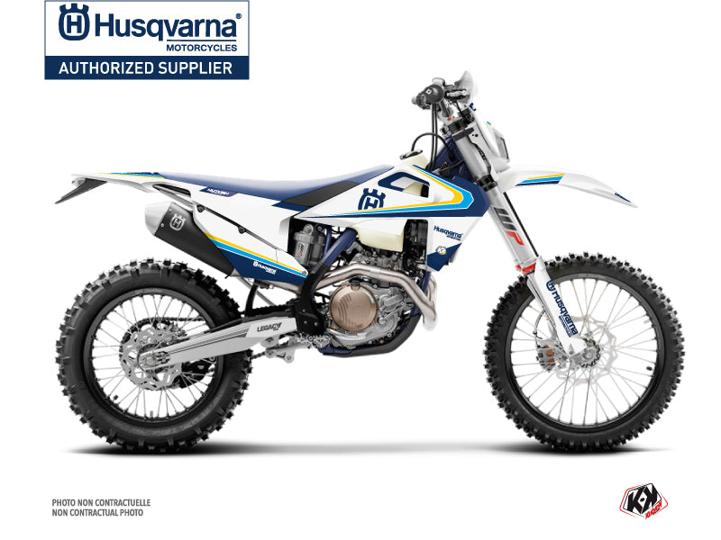 Husqvarna 250 TE Dirt Bike Legacy Graphic Kit Blue Yellow