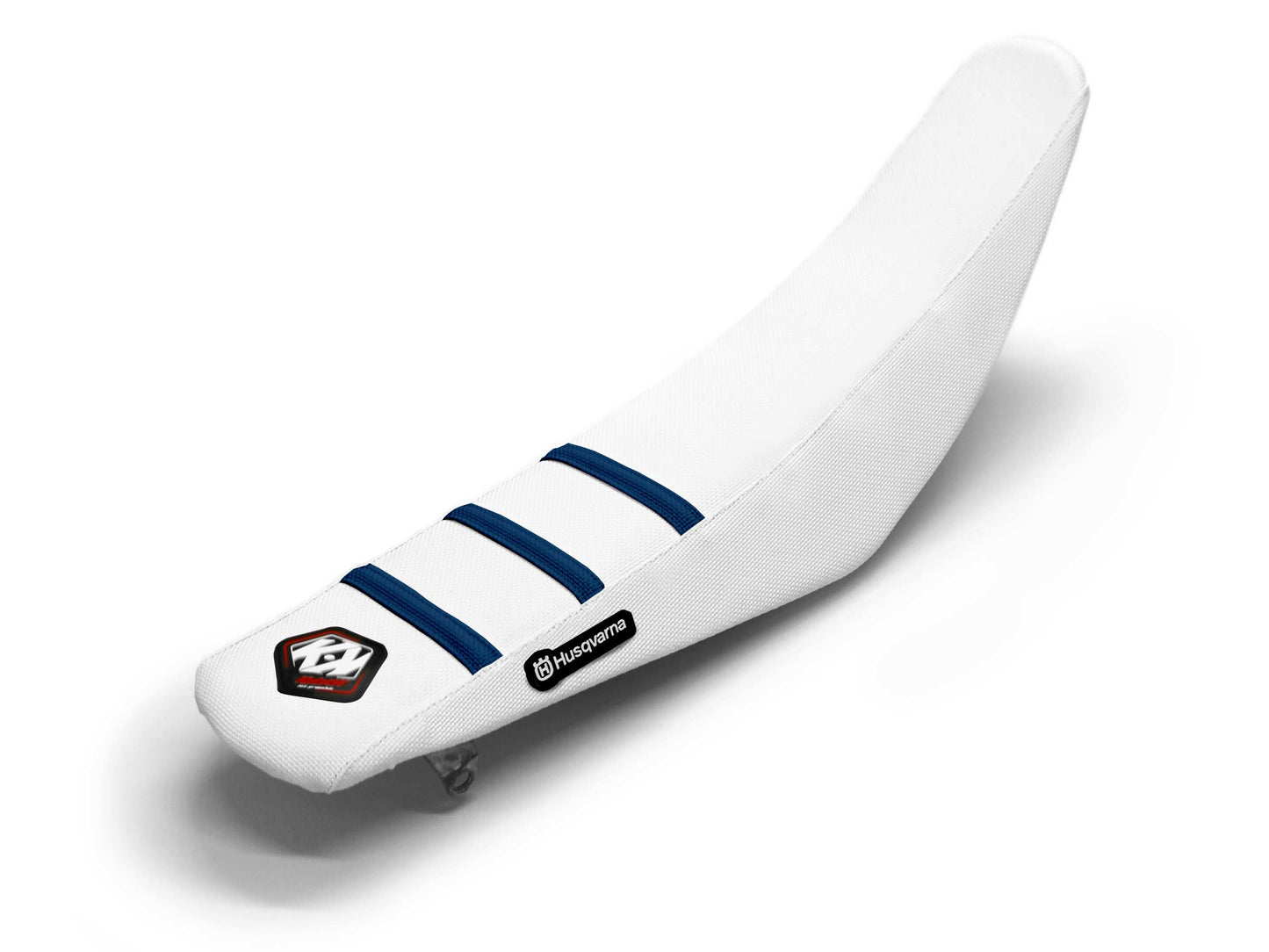 White/Navy Seat Cover 3 Ribs - HUSQVARNA FC 250 (2014-2023)