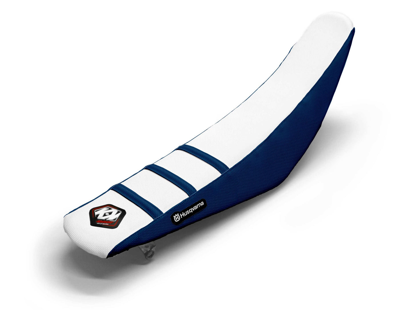 White/Navy Seat Cover 3 Ribs - HUSQVARNA TE 300 (2015-2020)