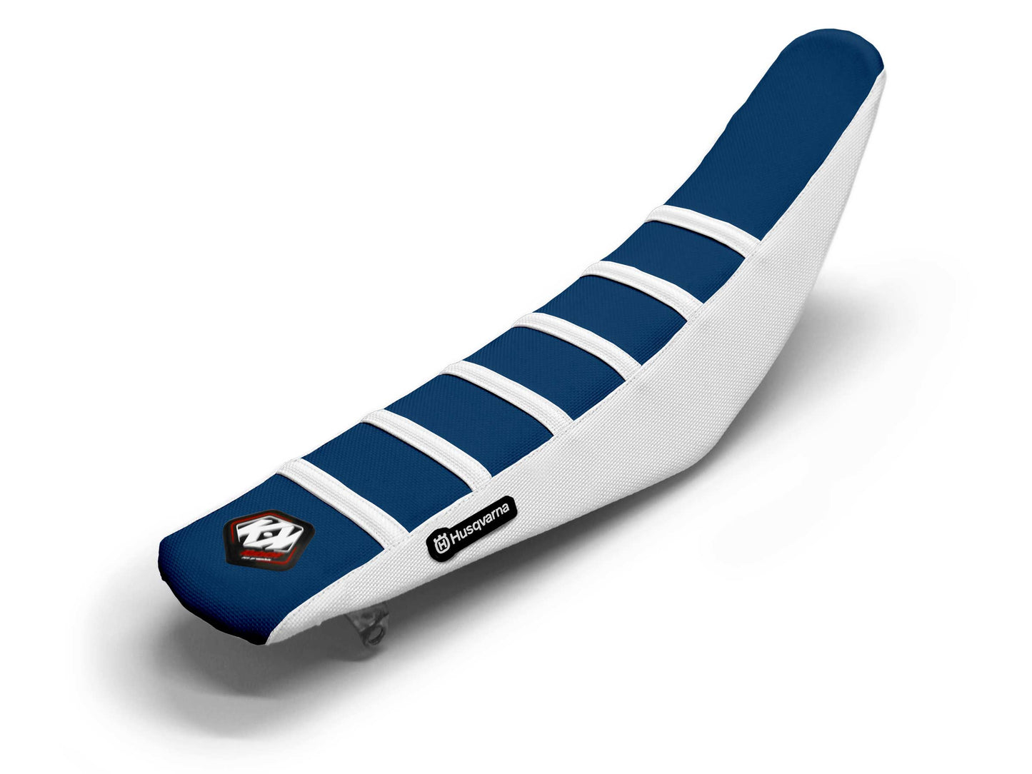 White/Navy Seat Cover 6 Ribs - HUSQVARNA TE 250 (2015-2020)