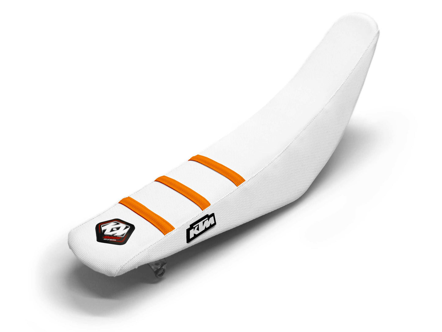 White/Orange Seat Cover 3 Ribs - KTM SX E 5 (2020-2025)