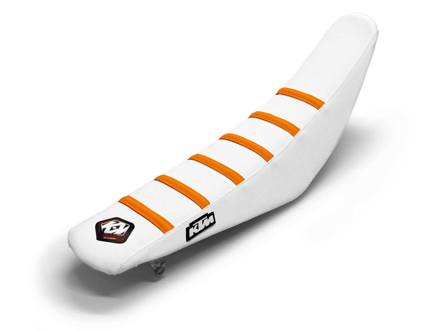 White/Orange Seat Cover 6 Ribs - KTM EXC 250 TPI (2017-2024)
