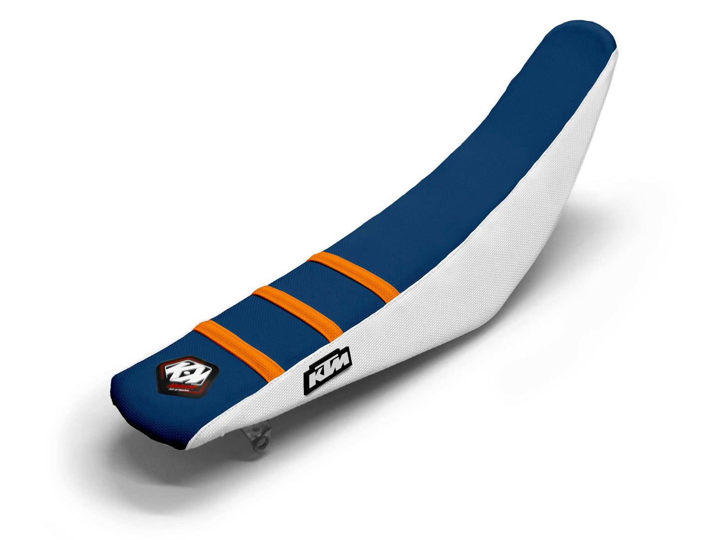 White/Orange/Navy Seat Cover 3 Ribs - KTM SMC 690 R (2008-2019)