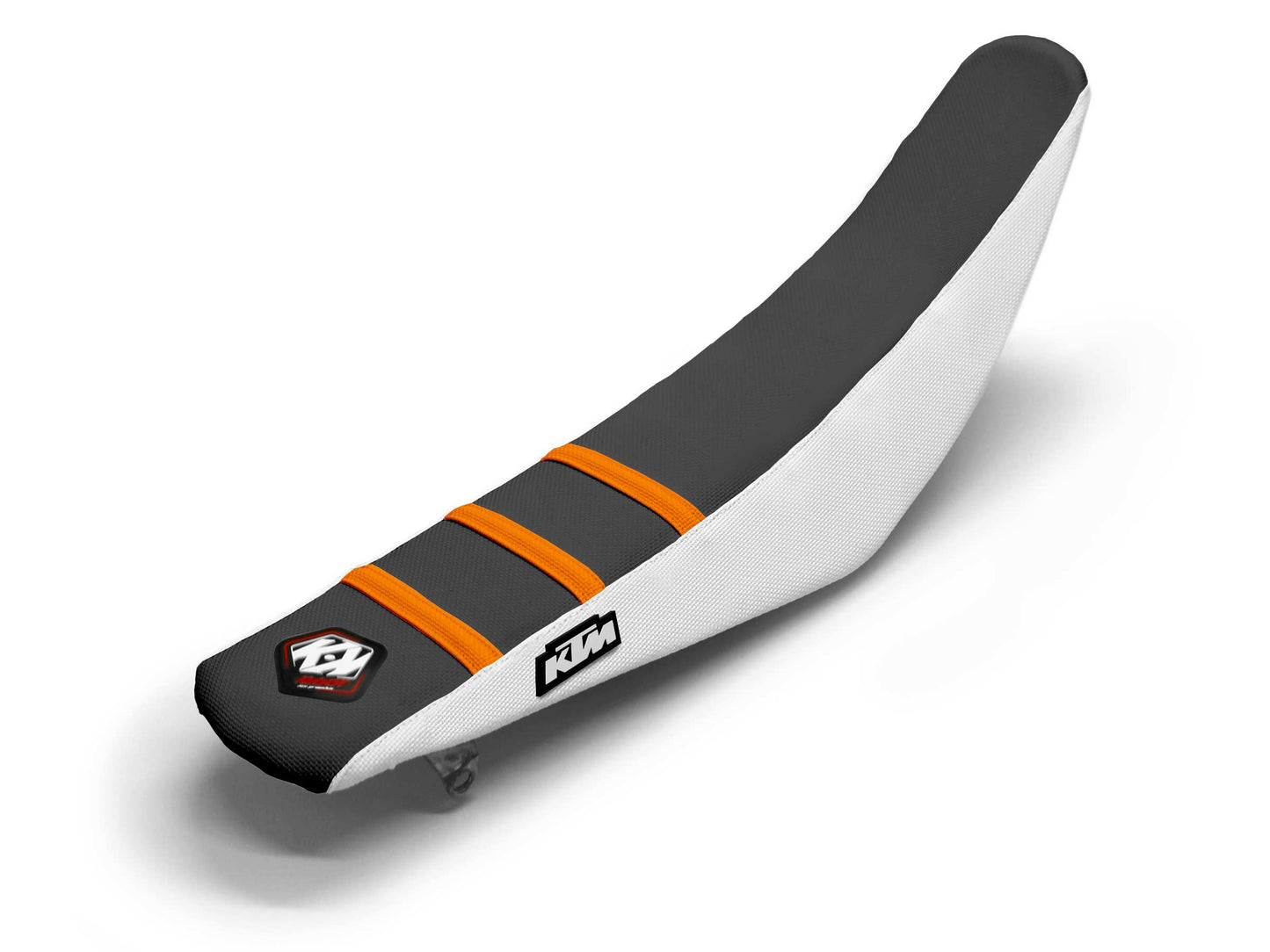 White/Black/Orange Seat Cover 3 Ribs - KTM SX 250 (1993-2023)