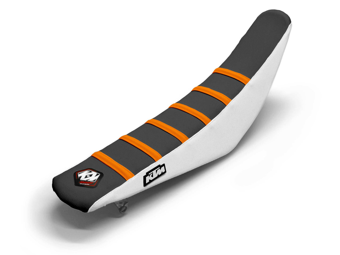 White/Black/Orange Seat Cover 6 Ribs - KTM EXC 300 (2008-2024)