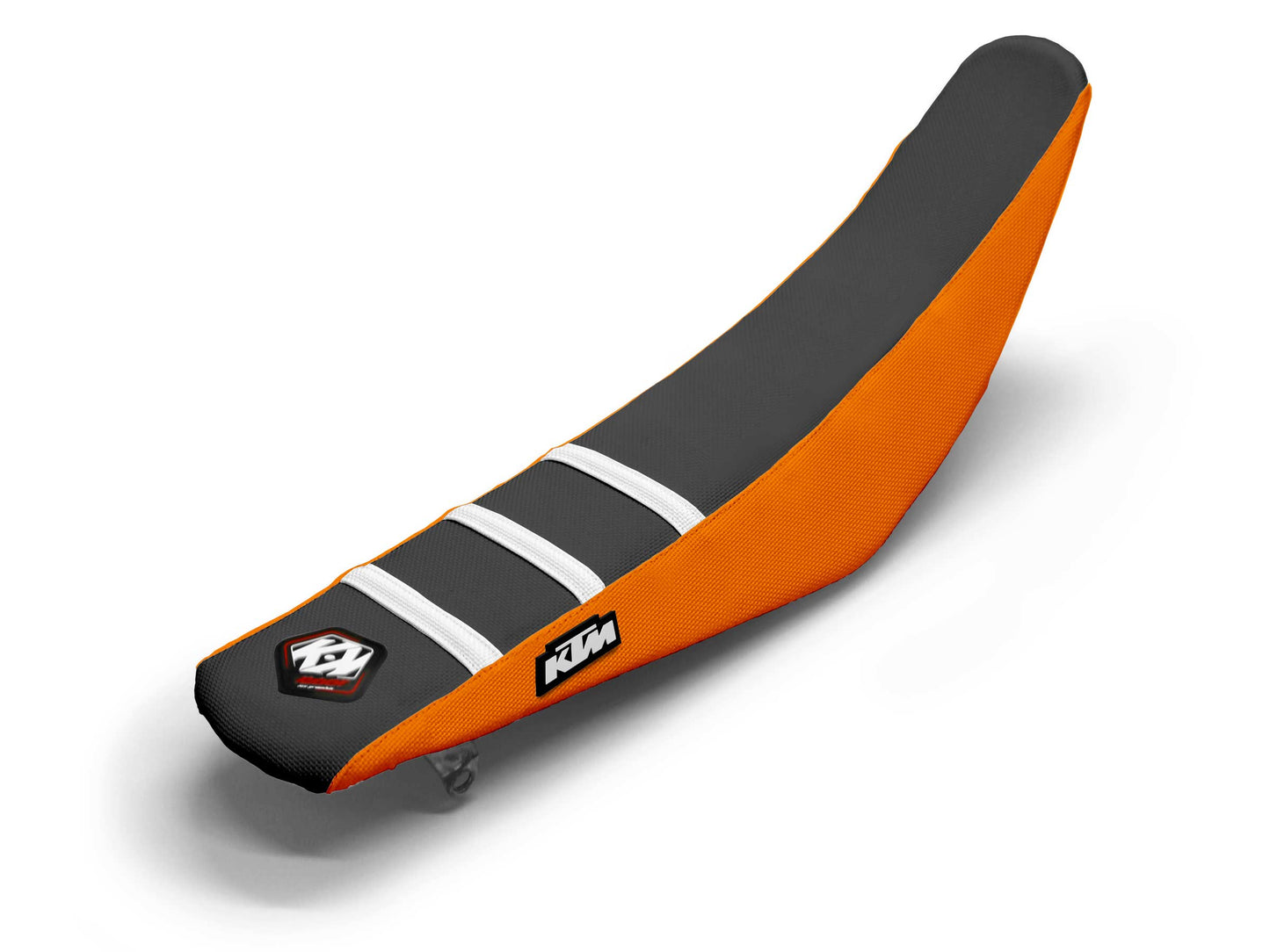 White/Black/Orange Seat Cover 3 Ribs - KTM SX 50 (2002-2024)