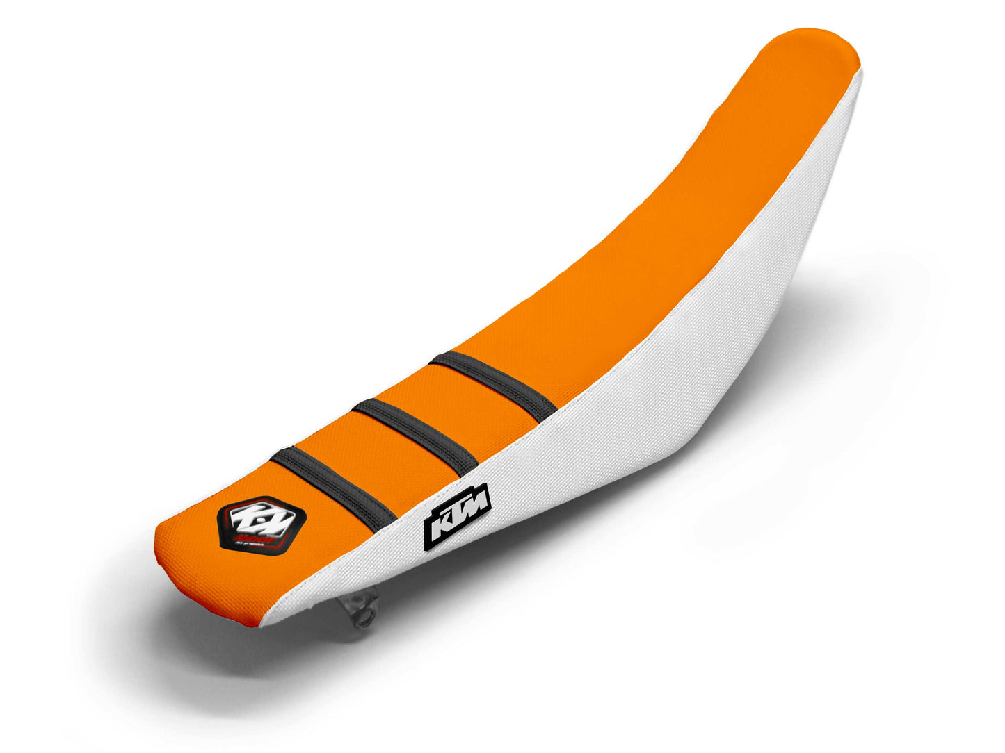 White/Black/Orange Seat Cover 3 Ribs - KTM XC W (2017-2023)