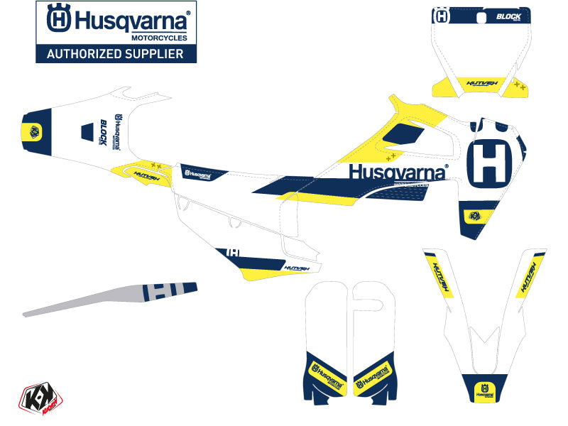 Husqvarna FC 450 Dirt Bike Block Graphic Kit Blue Yellow