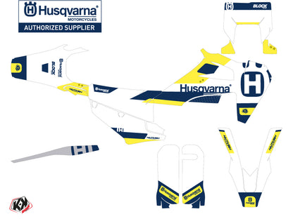 Husqvarna 125 TE Dirt Bike Block Graphic Kit Blue Yellow