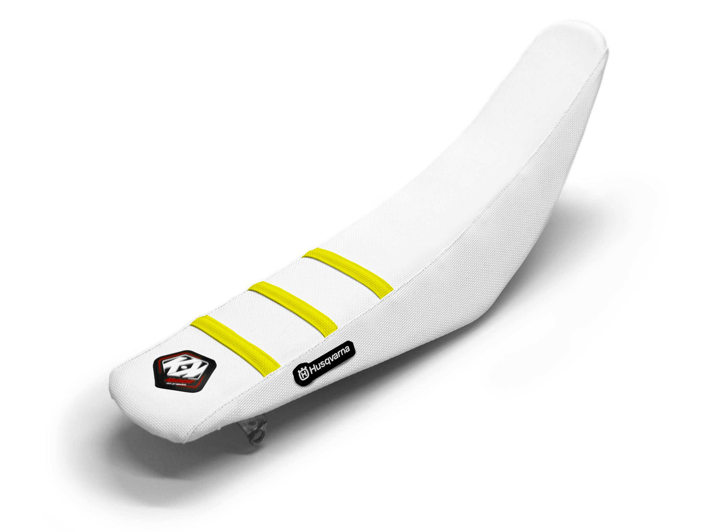 White/Yellow Seat Cover  3 Ribs - HUSQVARNA CR 50 (2009-2013)