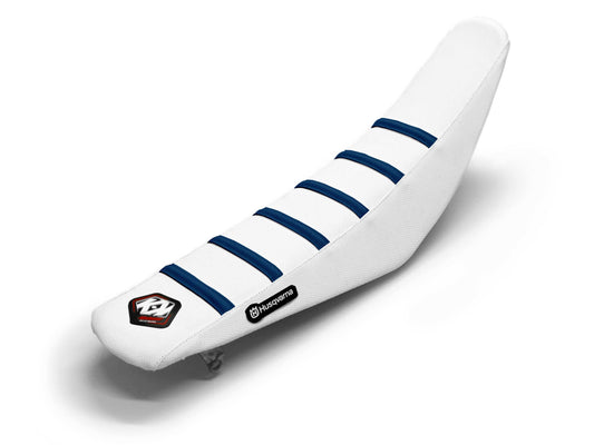 White/Navy Seat Cover  6 Ribs - HUSQVARNA FC 250 (2014-2023)