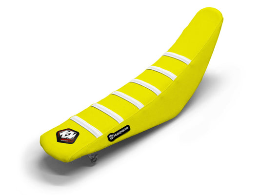 White/Yellow Seat Cover  6 Ribs - HUSQVARNA TE 250 I (2020-2023)