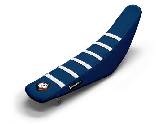White/Navy Seat Cover  6 Ribs - HUSQVARNA FC 250 (2014-2023)