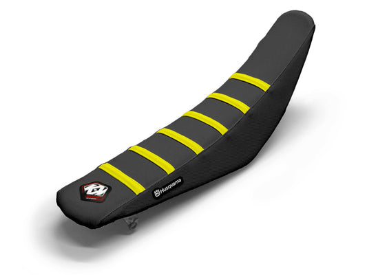 Black/Yellow Seat Cover  6 Ribs - HUSQVARNA FC 250 (2014-2023)