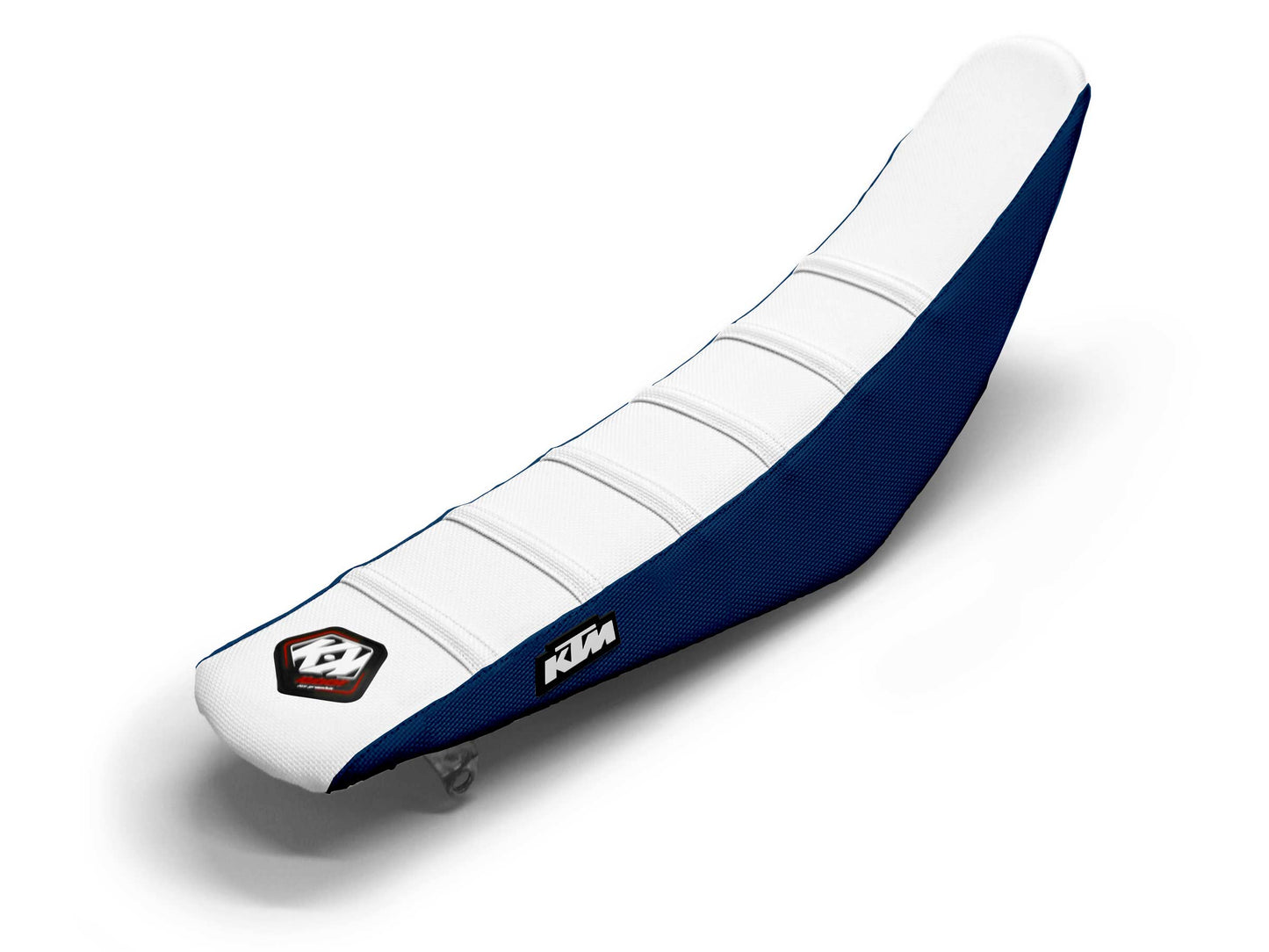 White/Navy Seat Cover  6 Ribs - KTM EXC 450 F (2008-2024)