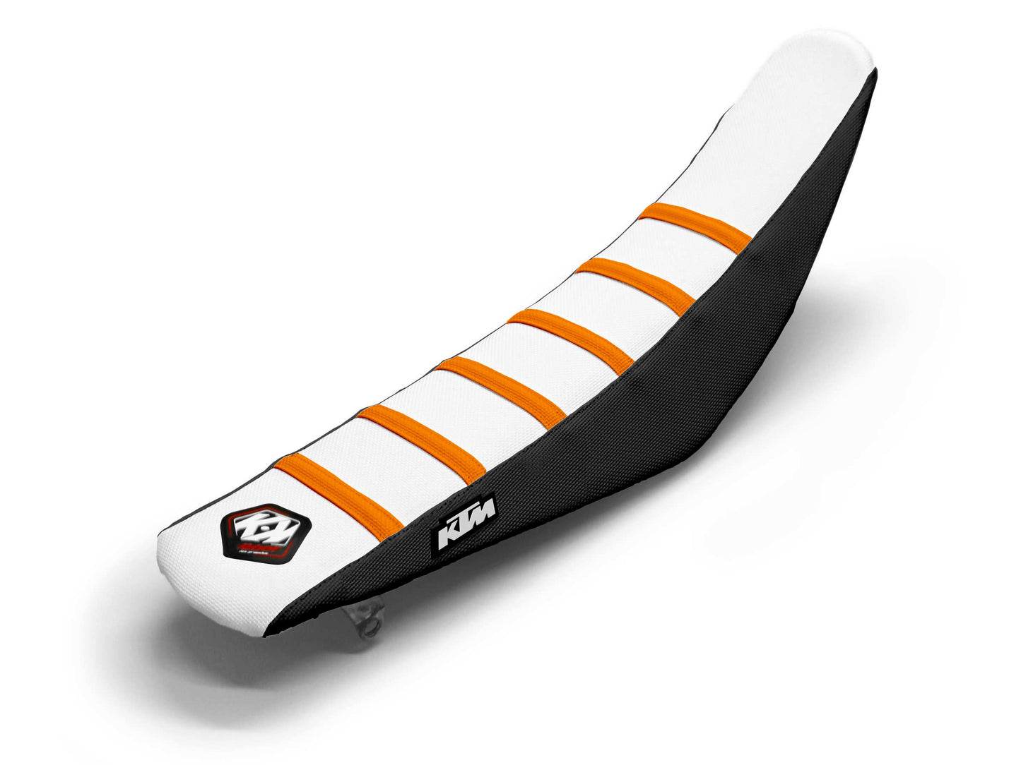 White/Black/Orange Seat Cover  6 Ribs - KTM EXC 350 F (2008-2024)