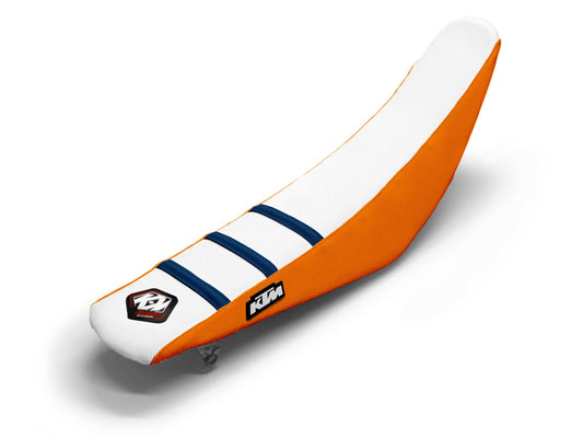 White/Orange/Navy Seat Cover  3 Ribs - KTM SX 300 (2023-2023)