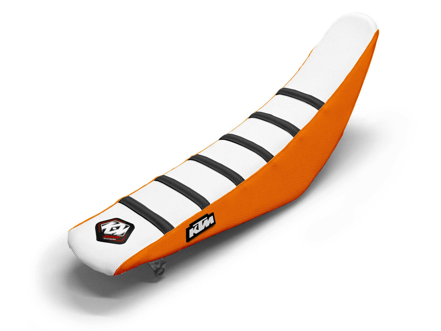 White/Black/Orange Seat Cover  6 Ribs - KTM SX 350 F (2007-2023)