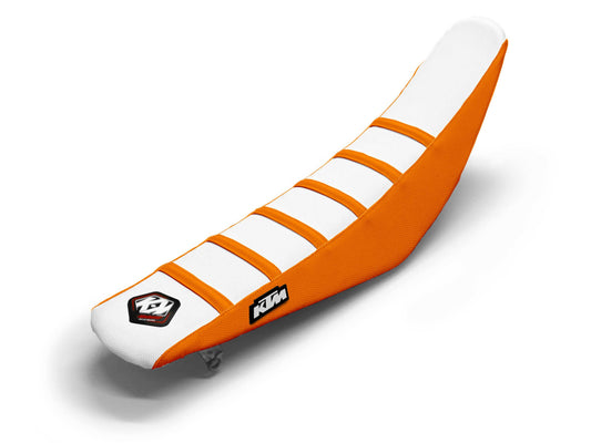 White/Orange Seat Cover  6 Ribs - KTM EXC 300 TPI (2017-2024)