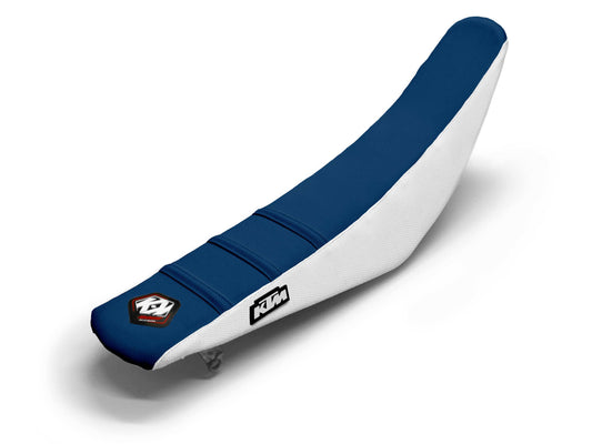 White/Navy Seat Cover  3 Ribs - KTM EXC 200 (2008-2016)