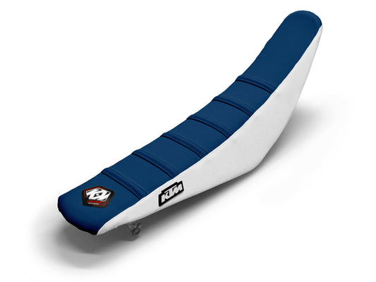 White/Navy Seat Cover  6 Ribs - KTM SX 150 (2007-2023)