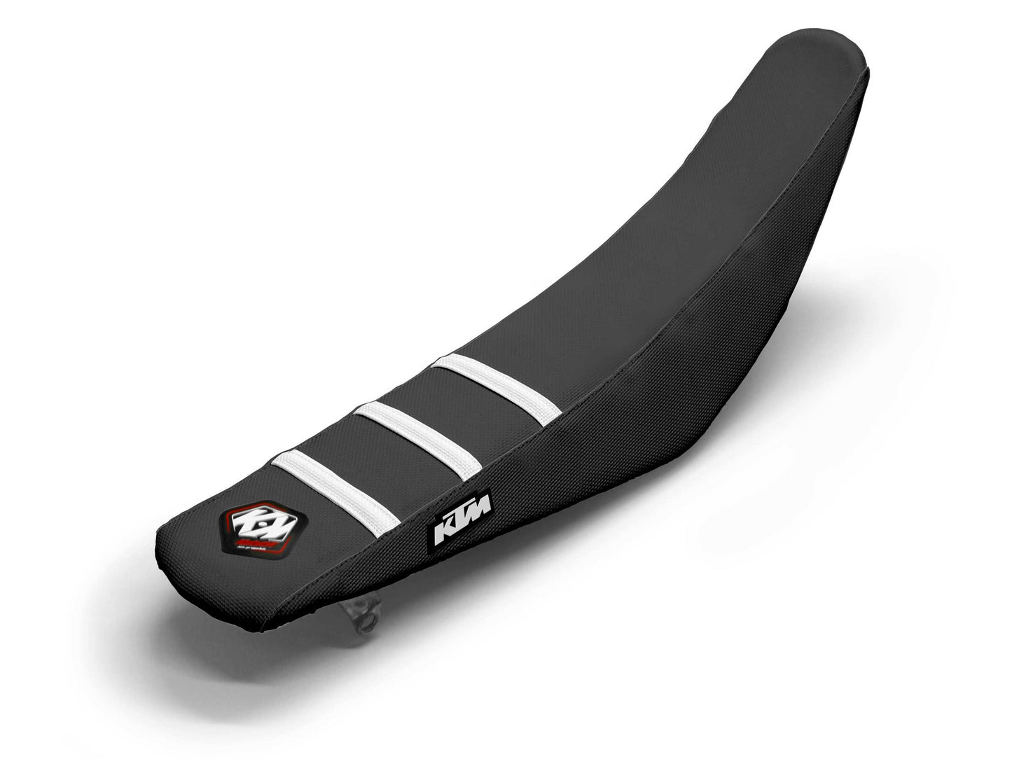 White/Black Seat Cover  3 Ribs - KTM EXC 250 F (2008-2024)