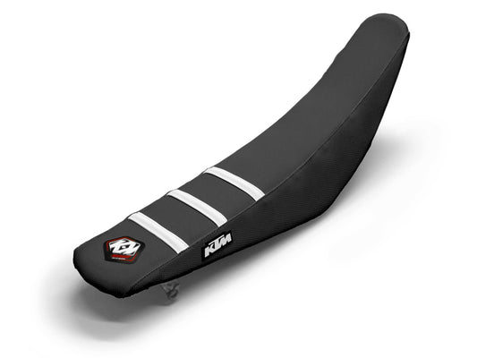 White/Black Seat Cover  3 Ribs - KTM EXC EXCF (2008-2024)