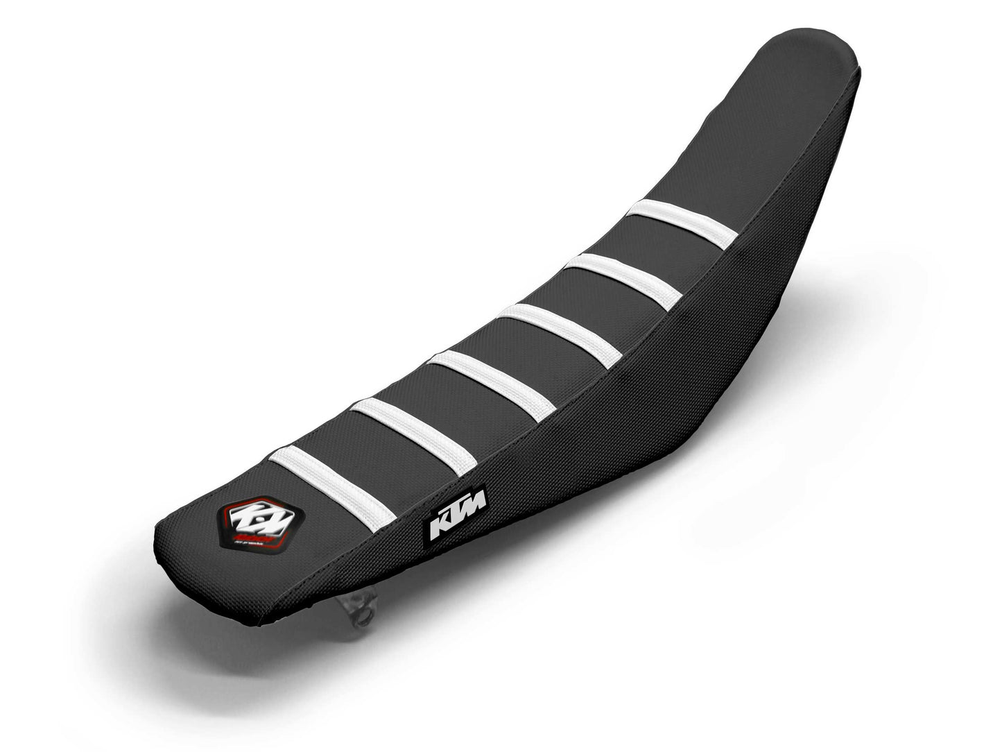White/Black Seat Cover  6 Ribs - KTM EXC 400 F (2008-2024)