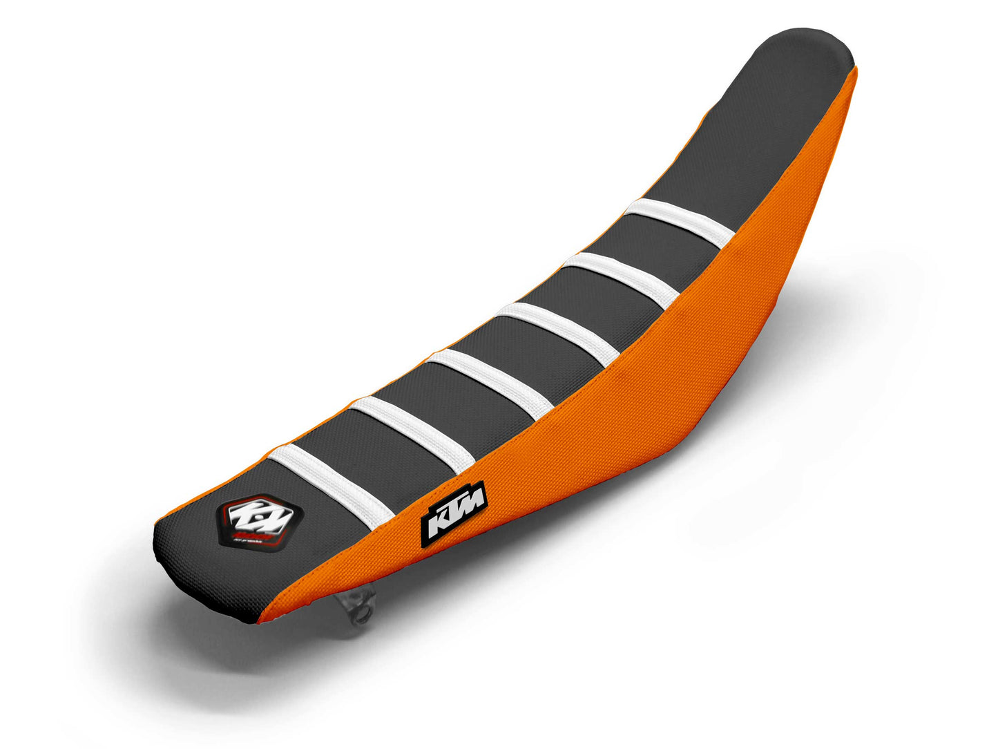 White/Black/Orange Seat Cover  6 Ribs - KTM EXC 350 F (2008-2024)