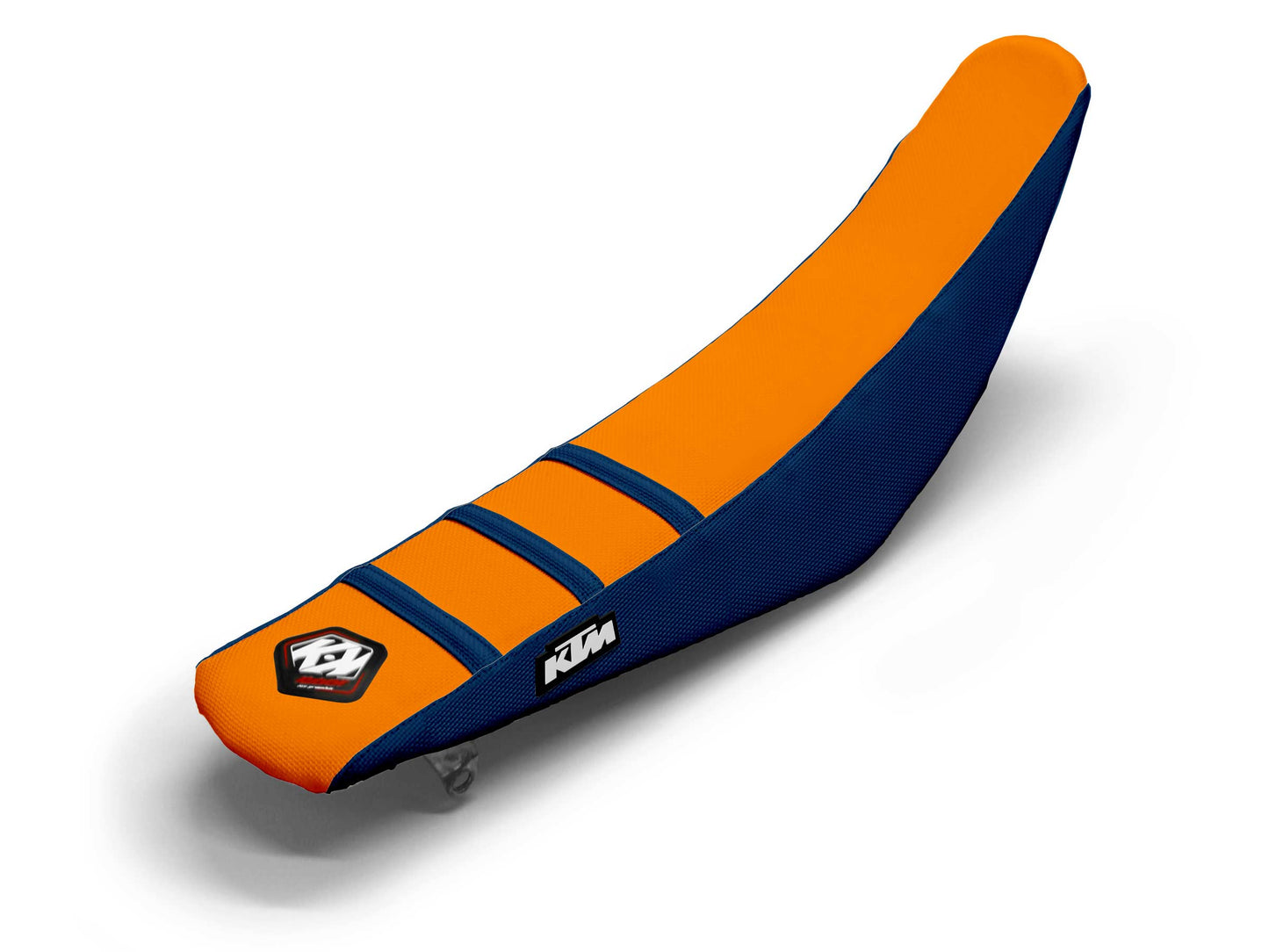 Orange/Navy Seat Cover  3 Ribs - KTM XC F-W (2017-2023)
