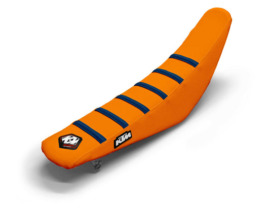 Orange/Navy Seat Cover  6 Ribs - KTM SX 125 (2007-2023)