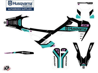 Husqvarna 501 FE Dirt Bike START Grafik-Kit Türkis