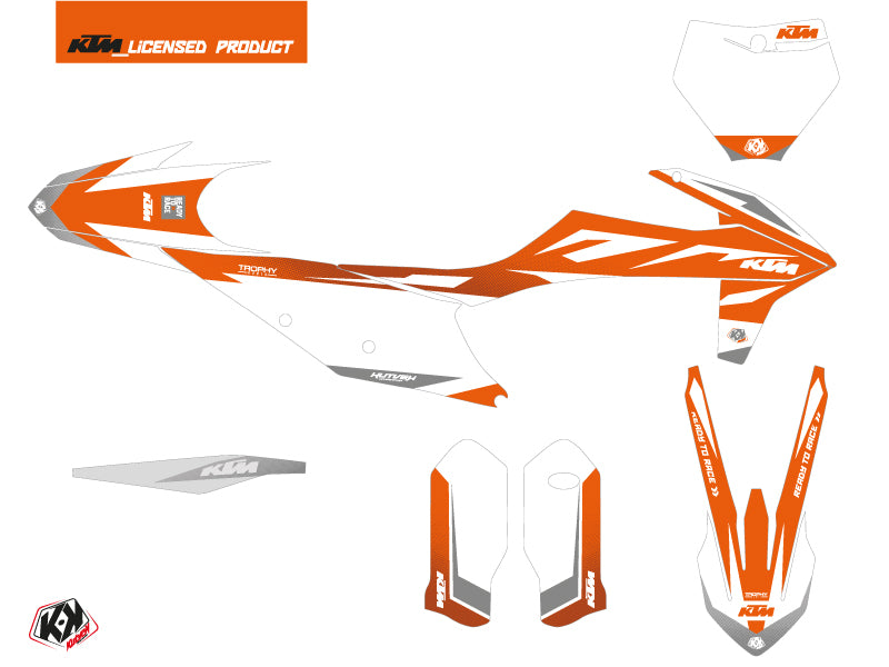 KTM 250 SX Dirt Bike Trophy Grafik-Kit Orange Blanc